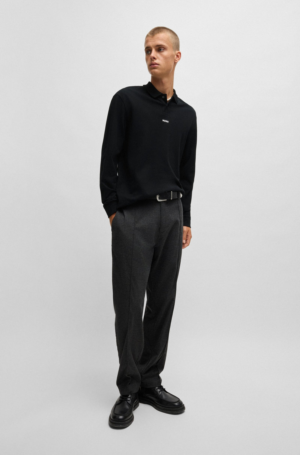 HUGO Polos Relaxed Fit in Cotton - DERRYO 10262710 01-50528358- Concorde Fashion#color_black-001