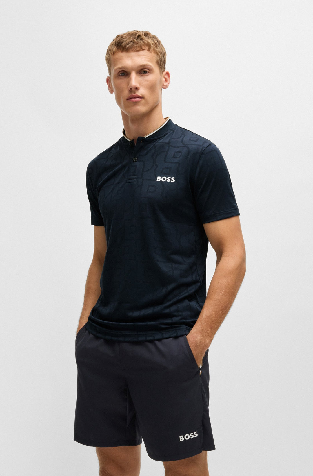 BOSS Polos Slim Fit in Polyester - PARIQ MB 7 10262749 01-50521973- Concorde Fashion#color_navy-410