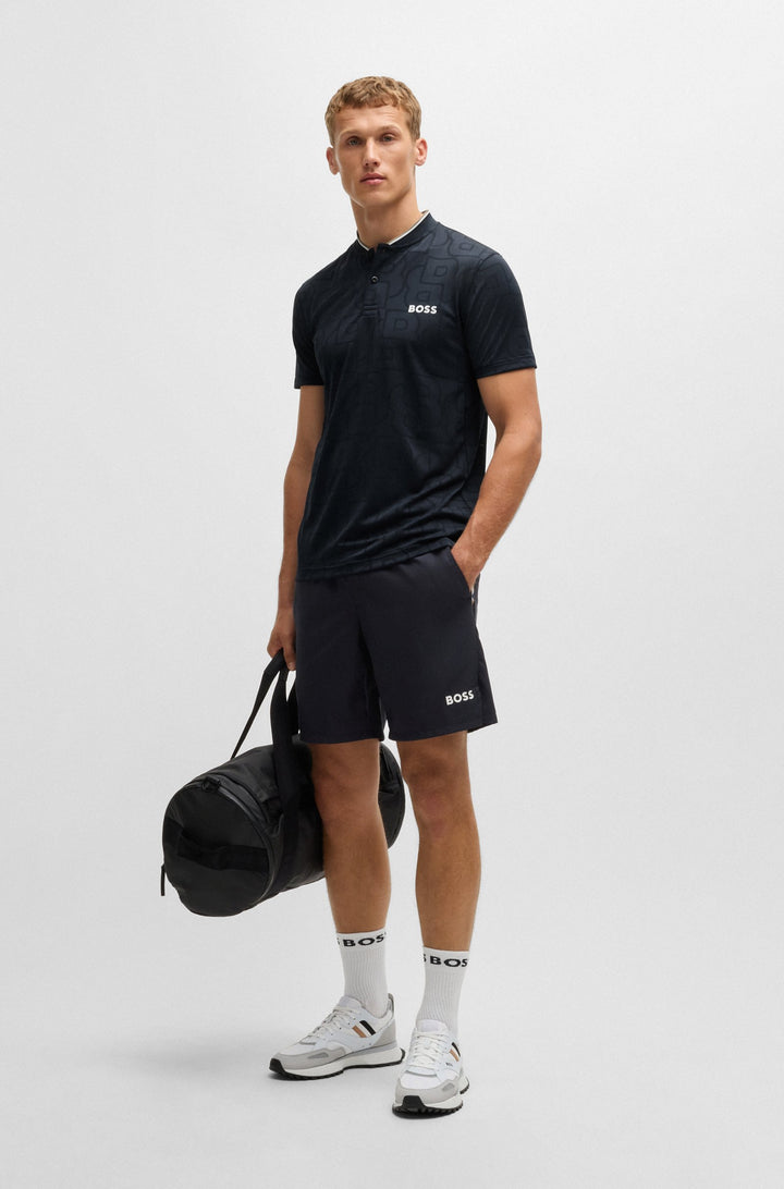 BOSS Polos Slim Fit in Polyester - PARIQ MB 7 10262749 01-50521973- Concorde Fashion#color_navy-410