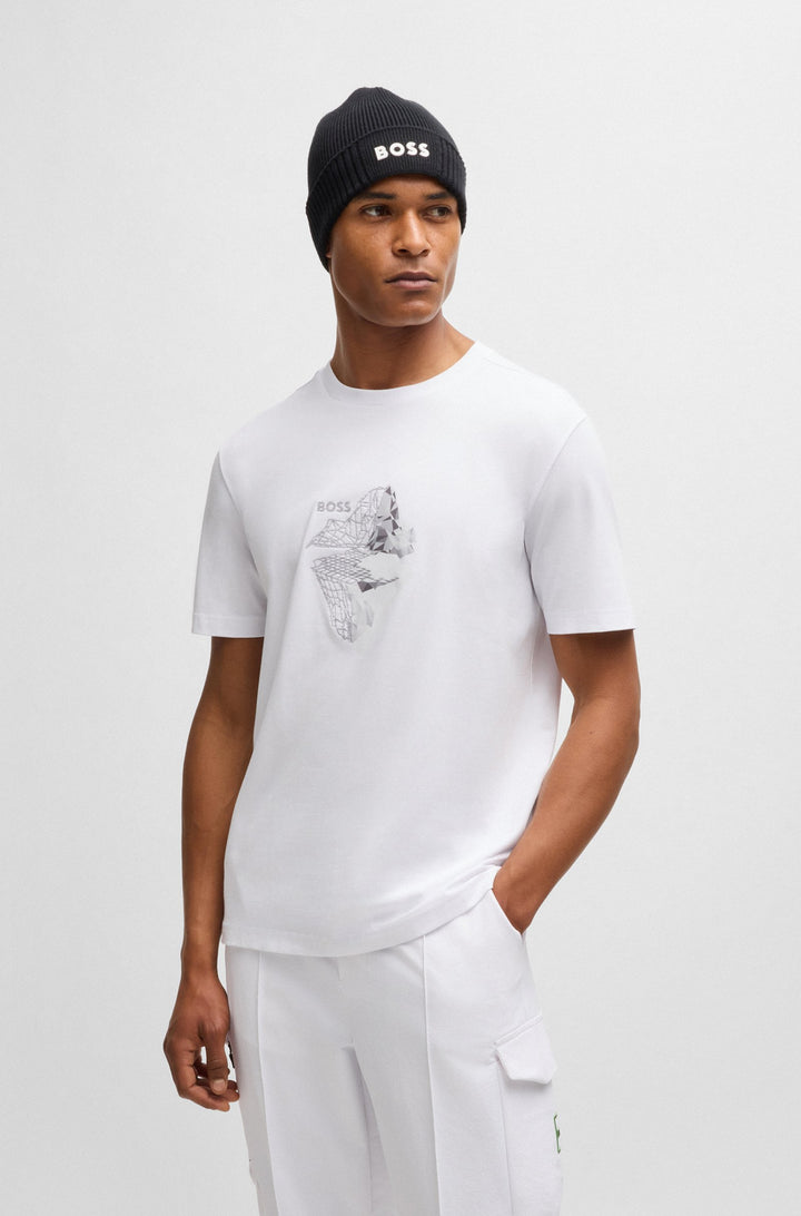 BOSS T-Shirts Regular Fit in Cotton Mix - TEE 8 10262779 01-50525148- Concorde Fashion#color_white-100