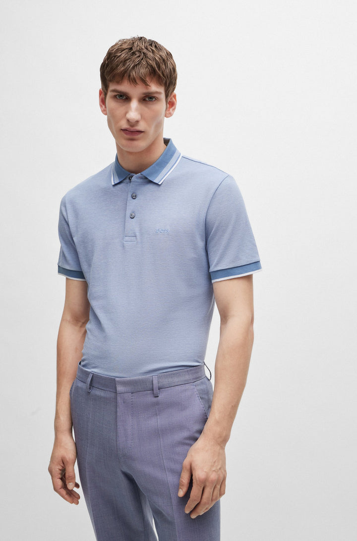 BOSS Polos Regular Fit in Cotton - H-PROUT 141 10262902 01-50521116- Concorde Fashion#color_blue-490