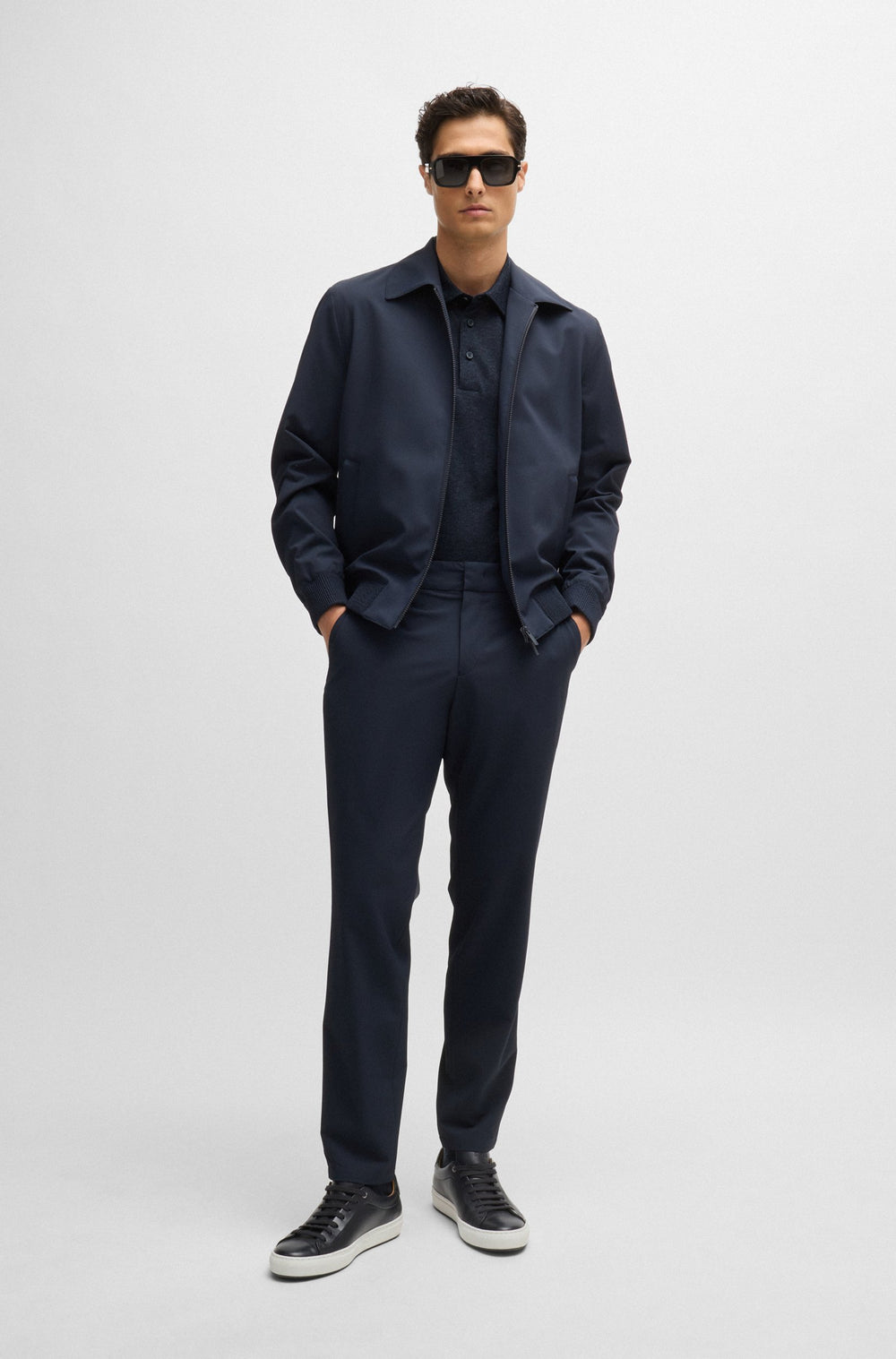 BOSS Polos Slim Fit in Wool Mix - P-PITTON 62 10262903 01-50518767- Concorde Fashion#color_navy-404