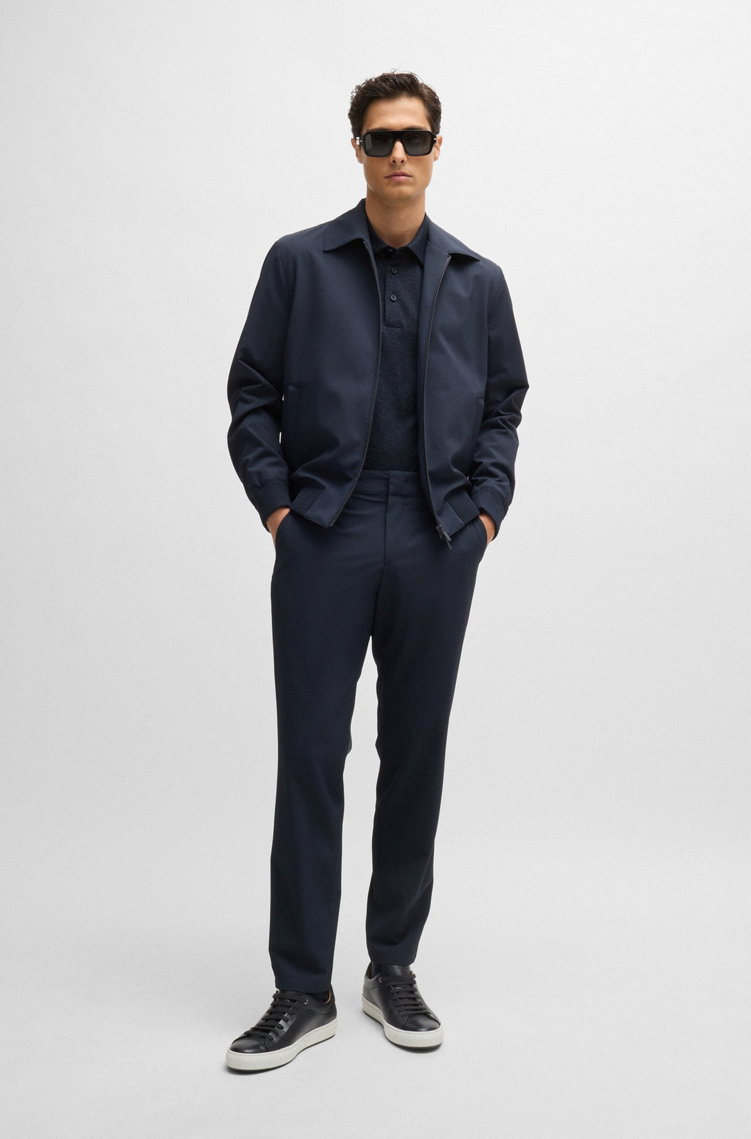 BOSS Polos Slim Fit in Wool Mix - P-PITTON 62 10262903 01-50518767- Concorde Fashion#color_navy-404