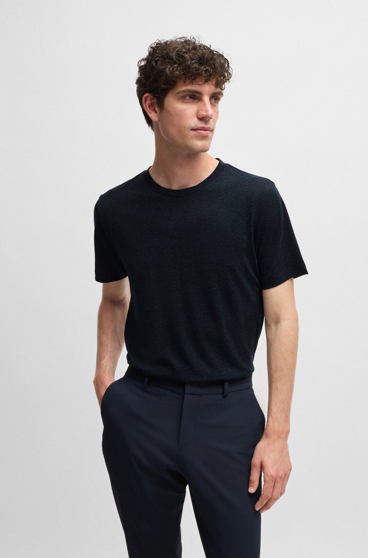 BOSS T-Shirts Slim Fit in Wool Mix - P-TESSLER 62 10262903 01-50518769- Concorde Fashion#color_navy-404
