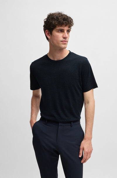BOSS T-Shirts Slim Fit in Wool Mix - P-TESSLER 62 10262903 01-50518769- Concorde Fashion#color_navy-404