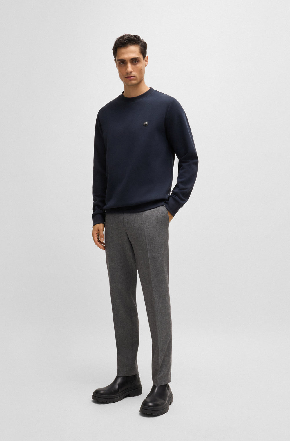 BOSS Sweatshirts Regular Fit in Cotton Mix - C-SHARPE 01 10262912 01-50520302- Concorde Fashion#color_navy-404