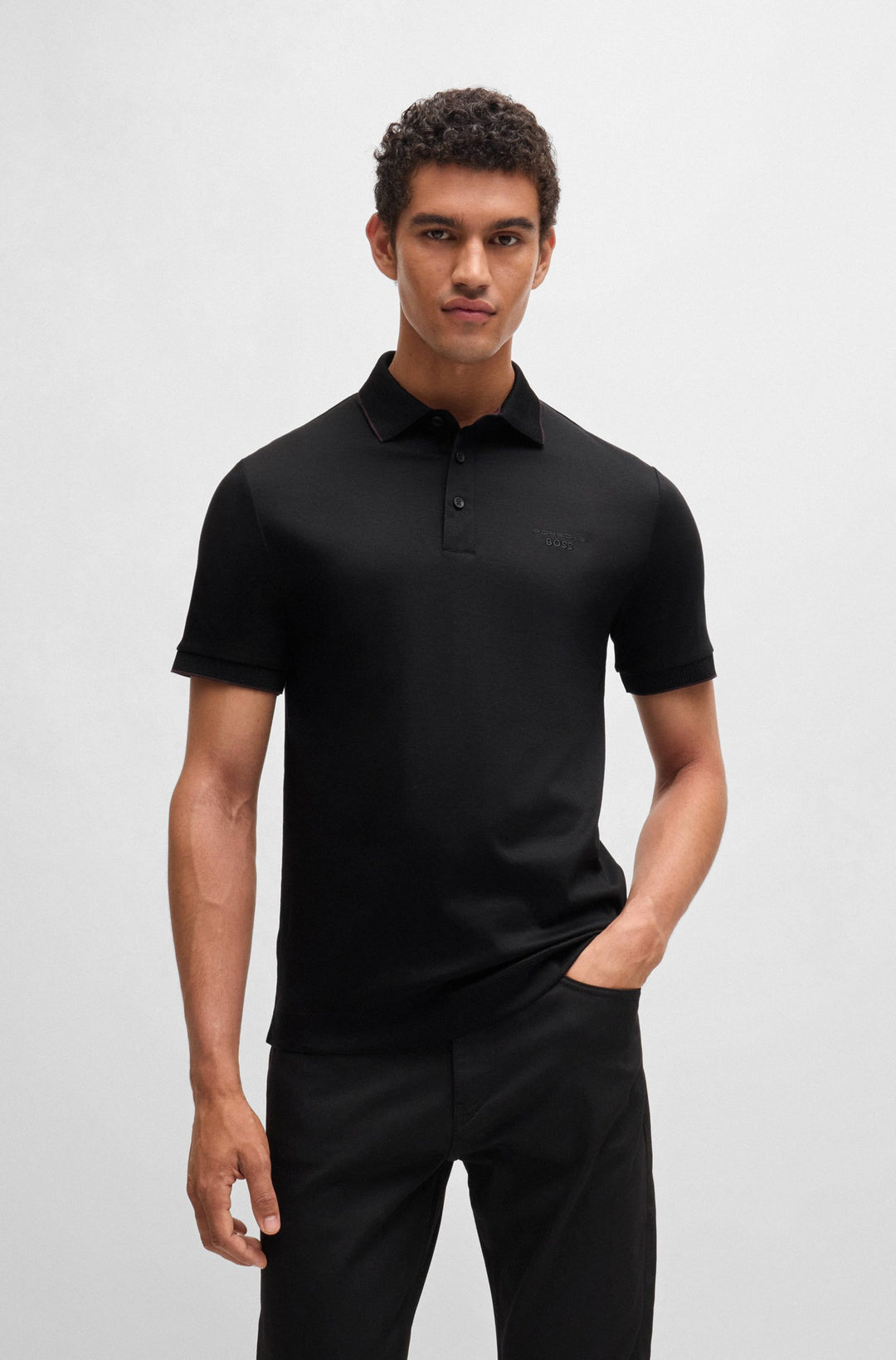 BOSS Polos Regular Fit in Cotton - H-PROUT 400_PS 10262914 01-50519931- Concorde Fashion#color_black-001