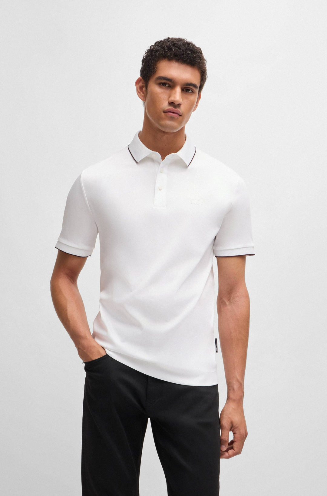 BOSS Polos Regular Fit in Cotton - H-PROUT 400_PS 10262914 01-50519931- Concorde Fashion#color_white-100