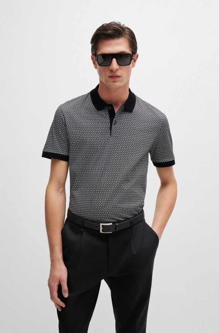 BOSS Polos Regular Fit in Cotton - H-PARLAY 204 10262982 01-50518877- Concorde Fashion#color_black-001