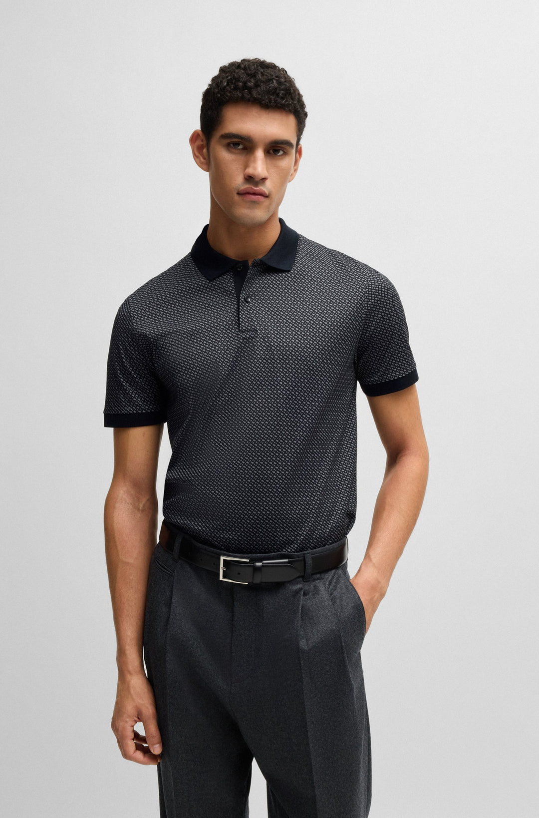 BOSS Polos Regular Fit in Cotton - H-PARLAY 204 10262982 01-50518877- Concorde Fashion#color_black-002