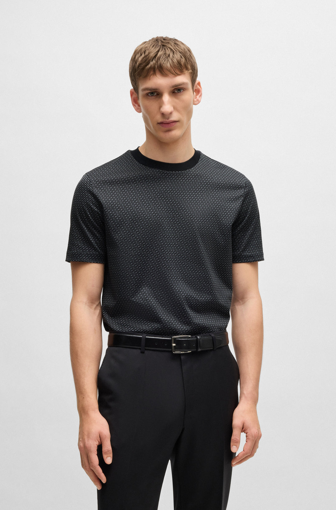 BOSS T-Shirts Regular Fit in Cotton - H-THOMPSON 204 10262982 01-50518883- Concorde Fashion#color_black-002
