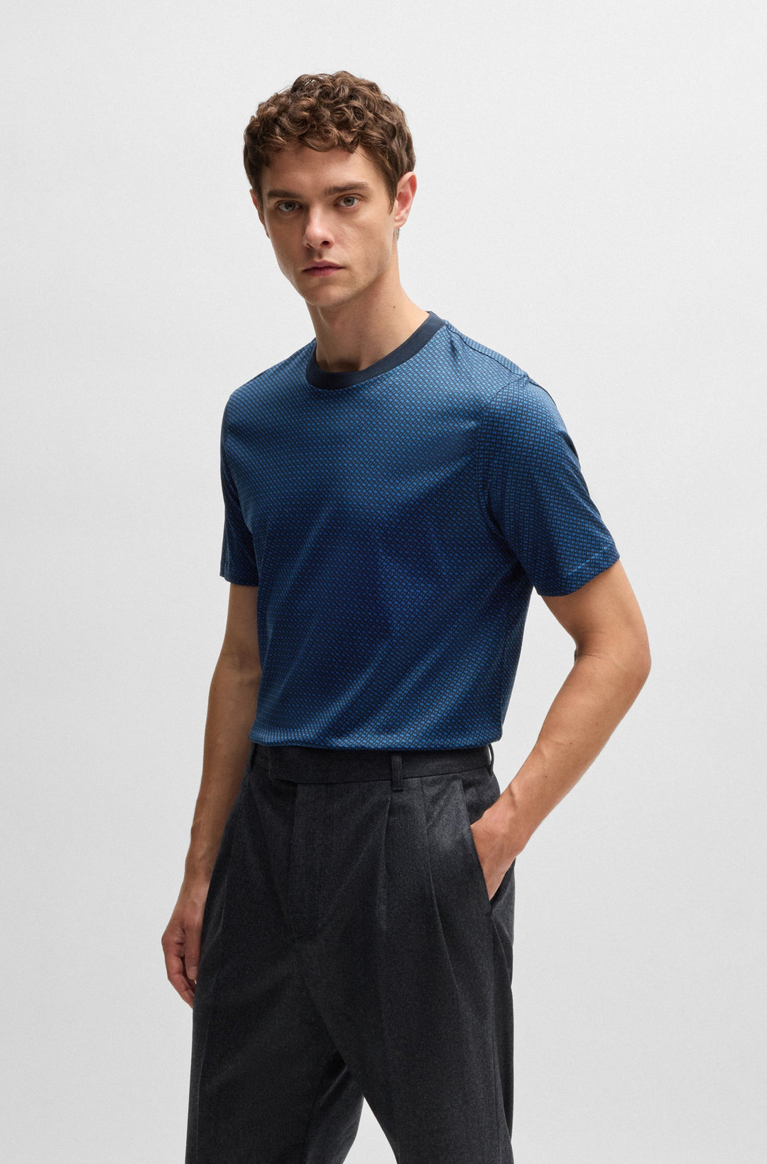 BOSS T-Shirts Regular Fit in Cotton - H-THOMPSON 204 10262982 01-50518883- Concorde Fashion#color_navy-405