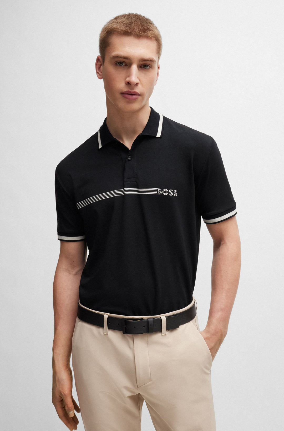 BOSS Polos Regular Fit in Cotton Mix - PADDY 1 10263186 01-50519745- Concorde Fashion#color_black-001