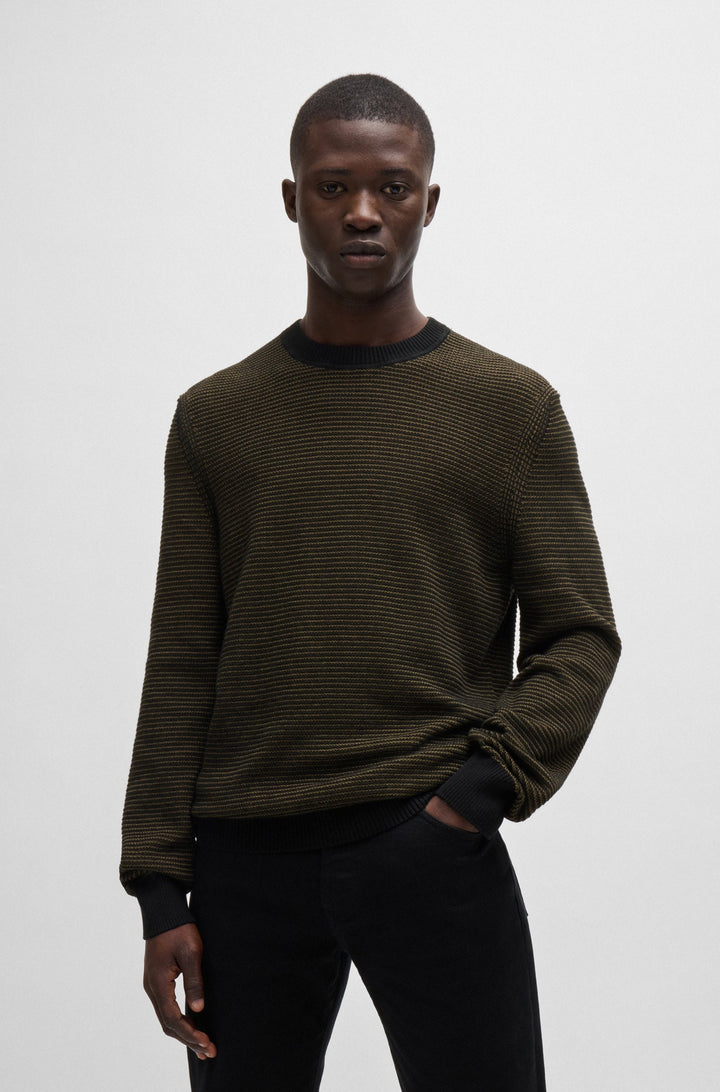 BOSS Sweaters Regular Fit in Cotton Mix - AMERCURY 10263266 01-50523575- Concorde Fashion#color_black-001