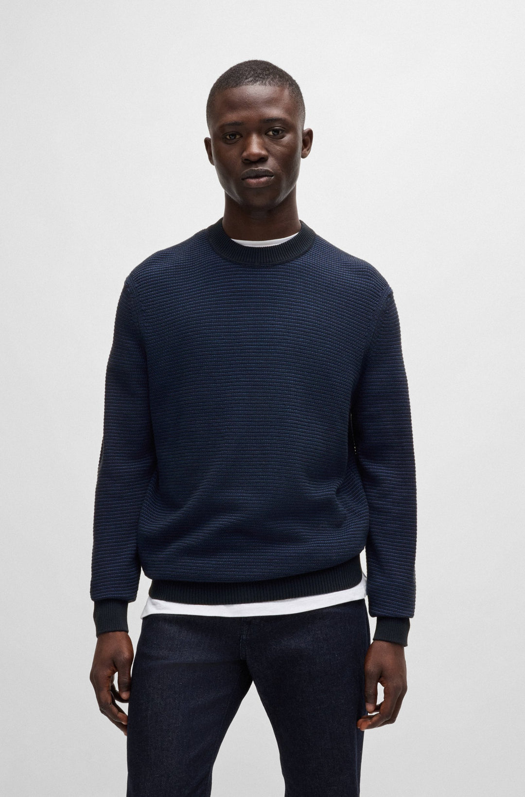 BOSS Sweaters Regular Fit in Cotton Mix - AMERCURY 10263266 01-50523575- Concorde Fashion#color_navy-404