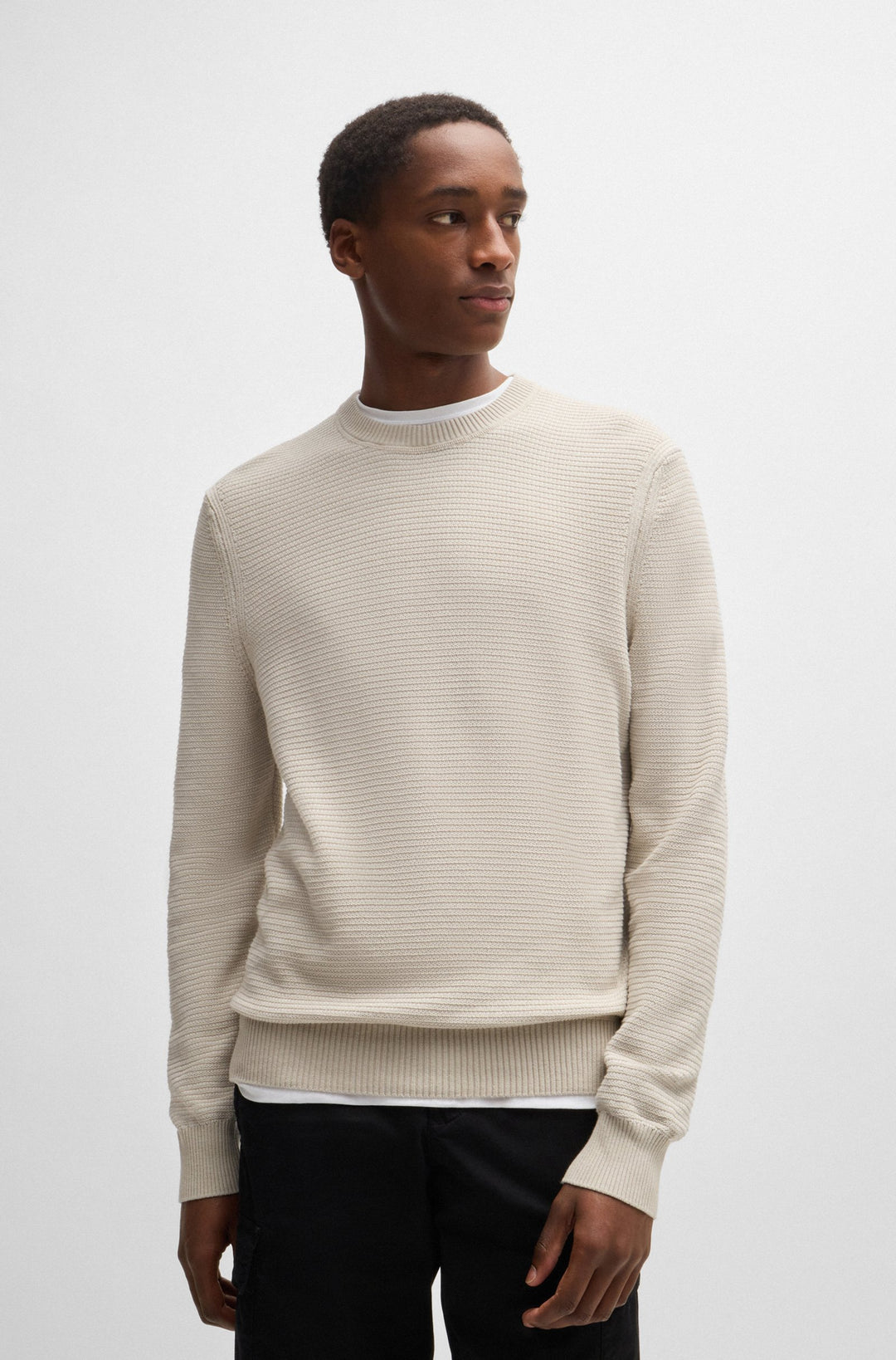 BOSS Sweaters Regular Fit in Cotton Mix - AMERCURY 10263266 01-50523575- Concorde Fashion#color_beige-271