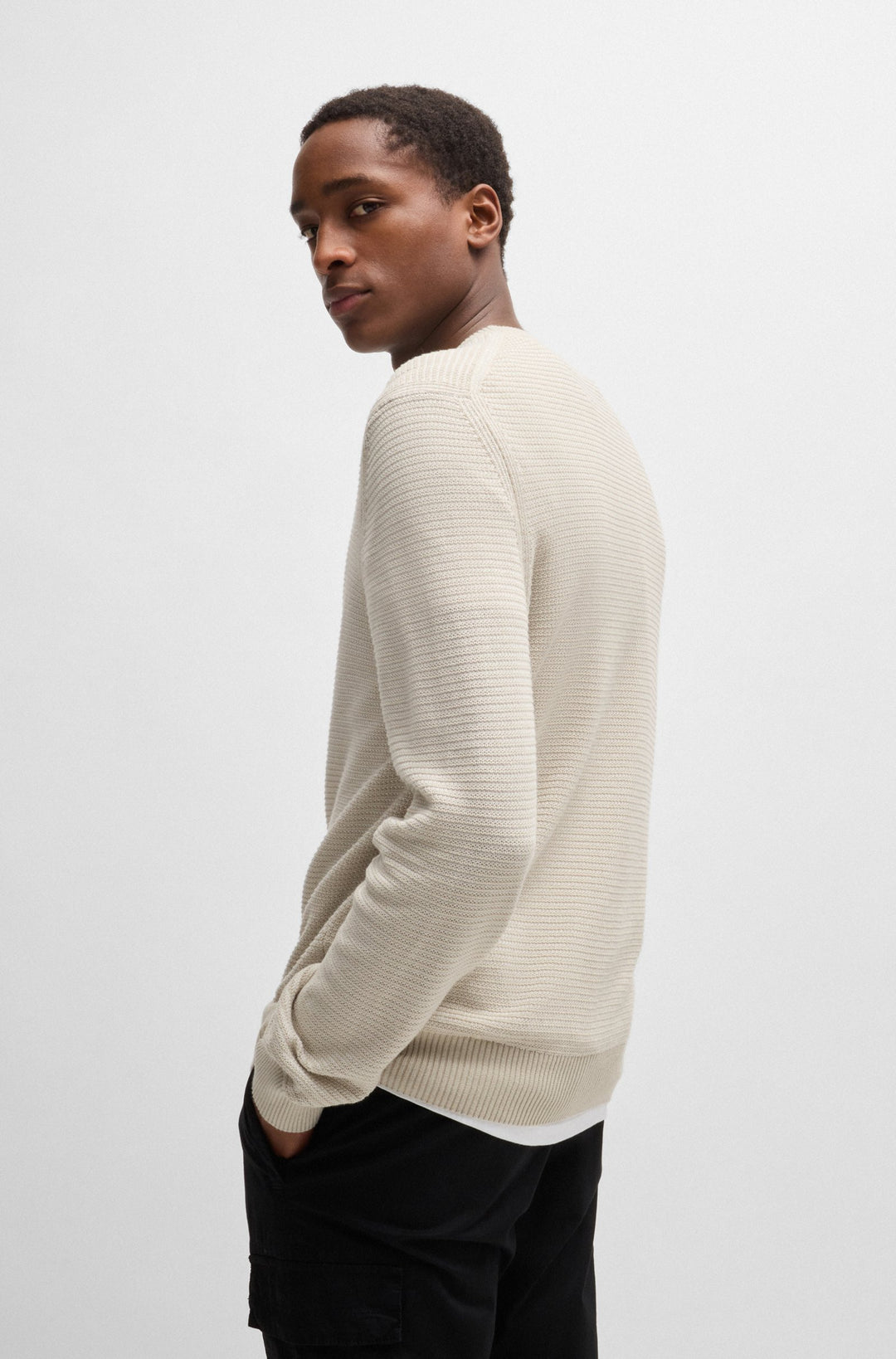 BOSS Sweaters Regular Fit in Cotton Mix - AMERCURY 10263266 01-50523575- Concorde Fashion#color_beige-271