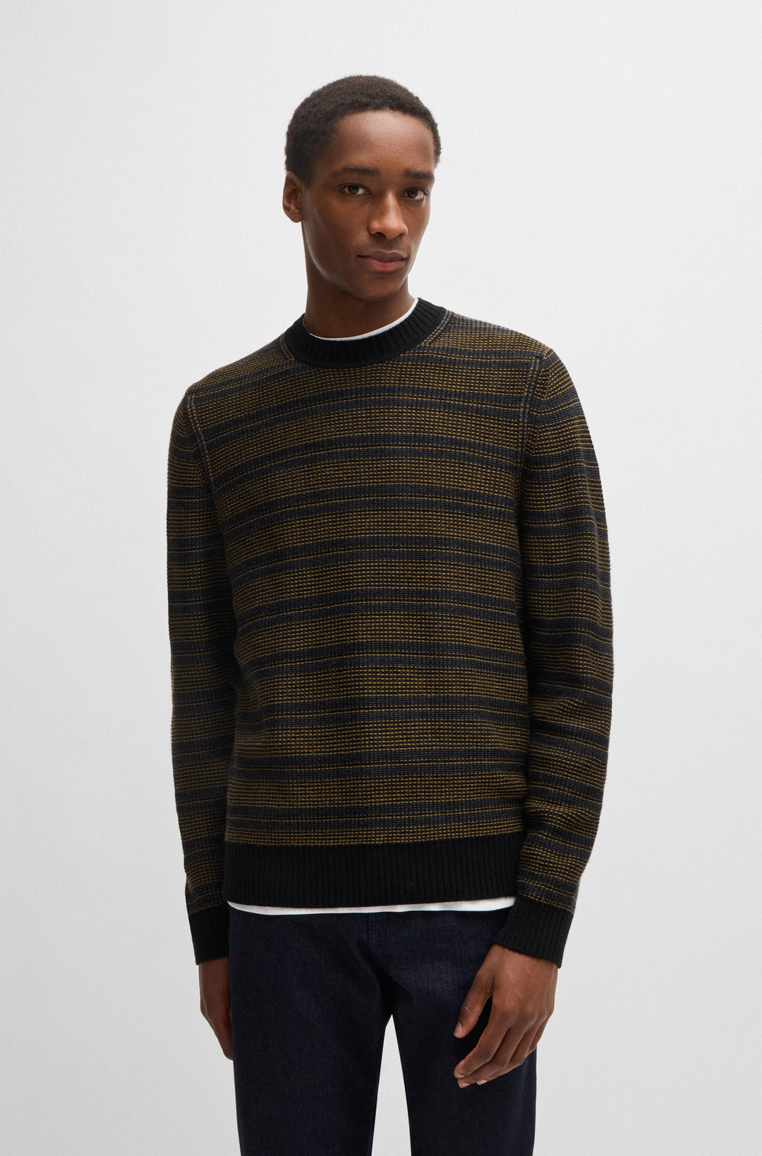 BOSS Sweaters Regular Fit in Wool Mix - AMODERO 10263269 01-50523539- Concorde Fashion#color_black-001