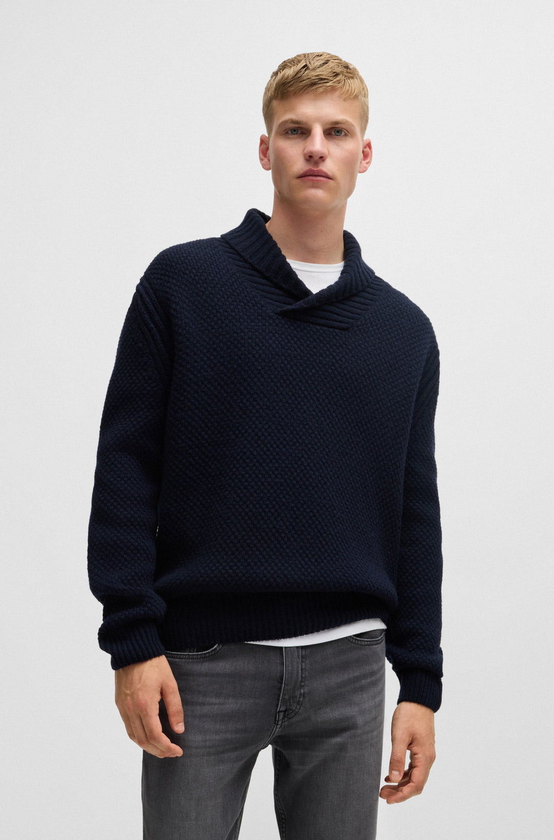 BOSS Sweaters Relaxed Fit in Wool Mix - AMADON 10263271 01-50523564- Concorde Fashion#color_navy-404