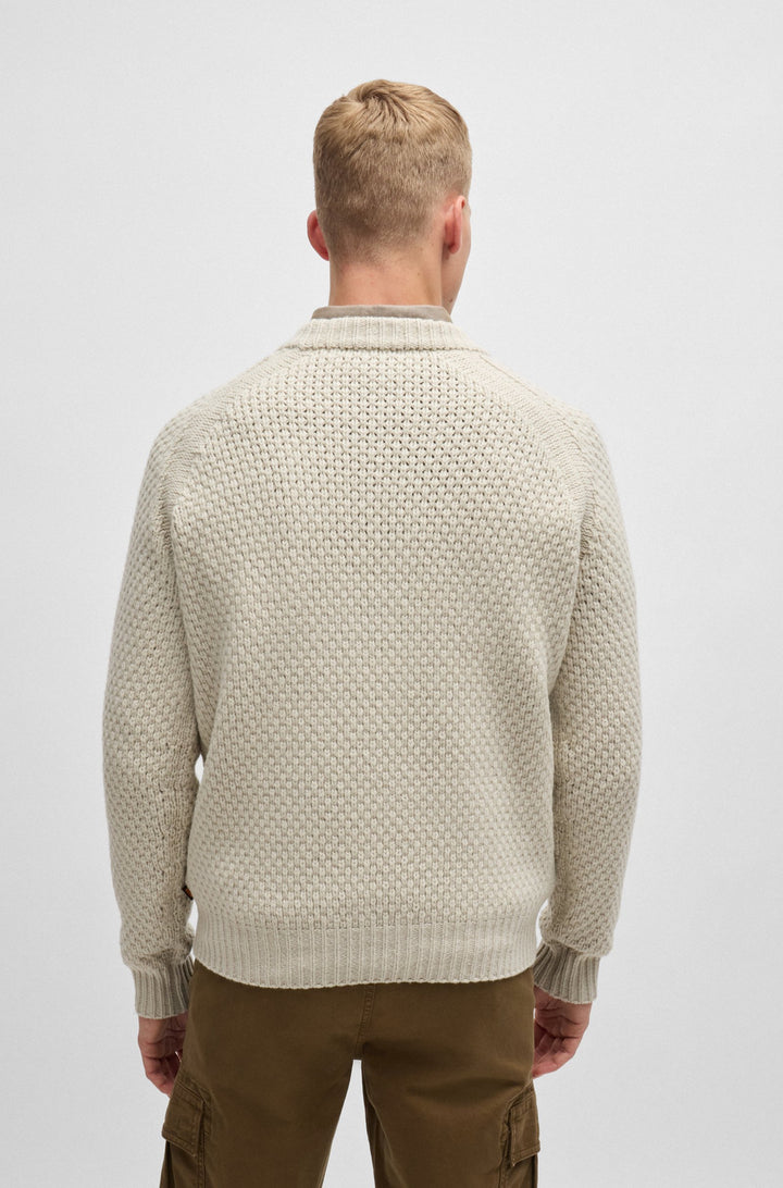 BOSS Sweaters Relaxed Fit in Wool Mix - ARMSTRONG 10263272 01-50523565- Concorde Fashion#color_beige-271