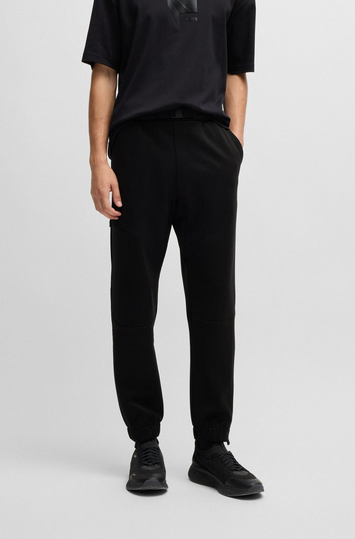 BOSS Jogging Pants Regular Fit in Polyester Mix - HARIQ 10263309 01-50523678- Concorde Fashion#color_black-001