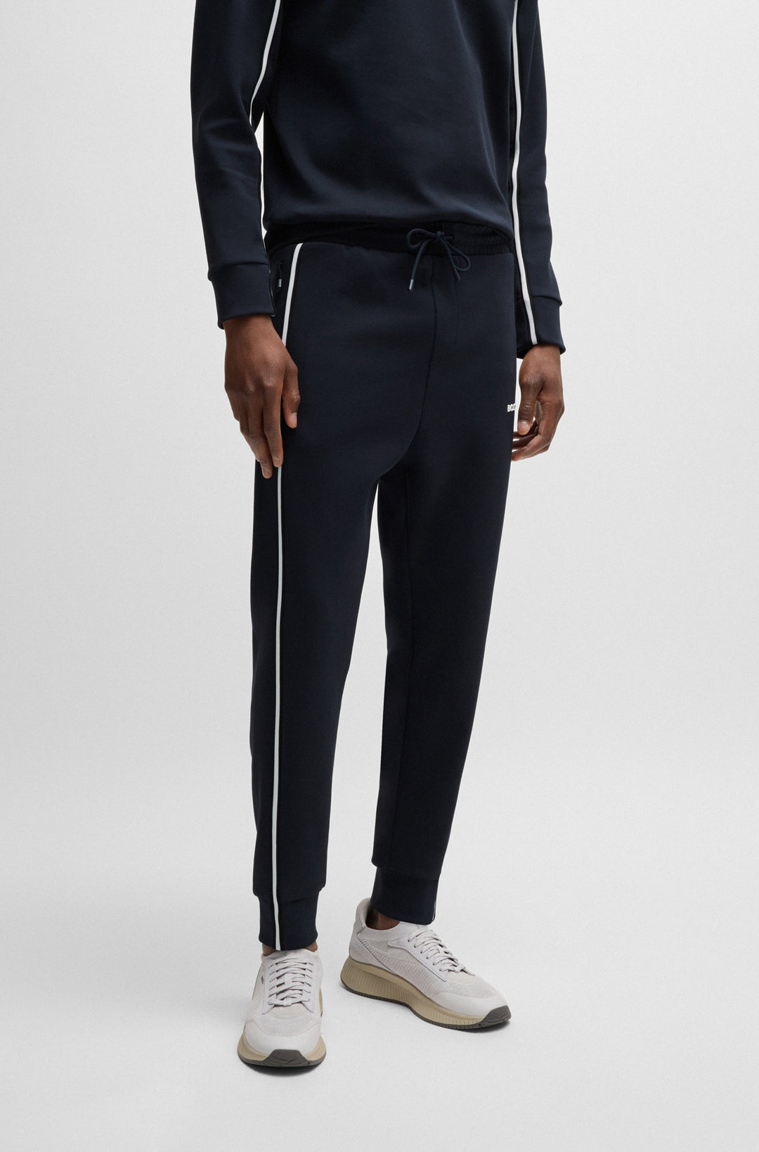BOSS Jogging Pants Regular Fit in Cotton Mix - HADIKO 1 10263369 01-50523895- Concorde Fashion#color_navy-402