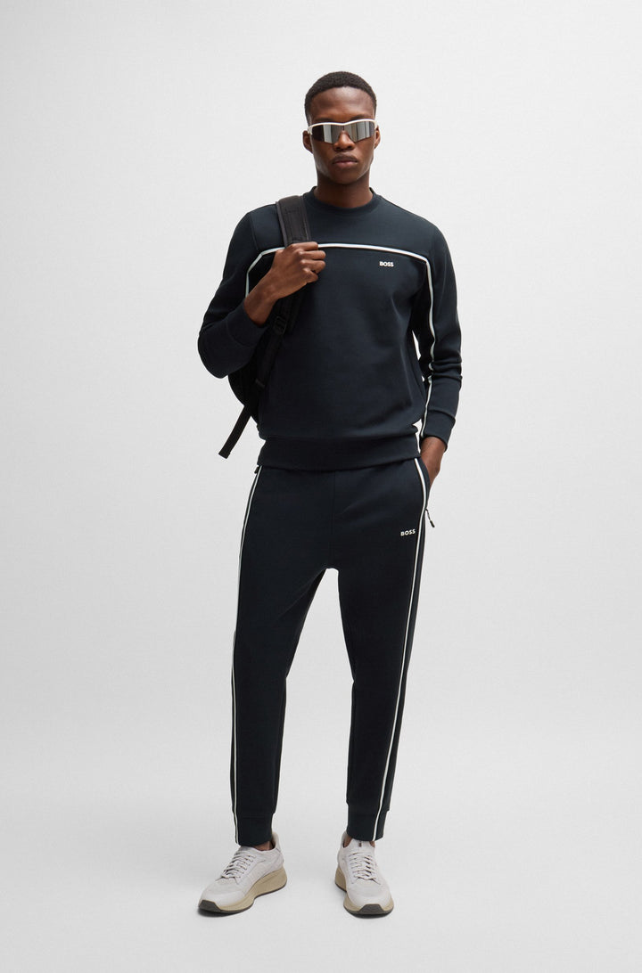 BOSS Jogging Pants Regular Fit in Cotton Mix - HADIKO 1 10263369 01-50523895- Concorde Fashion#color_navy-402