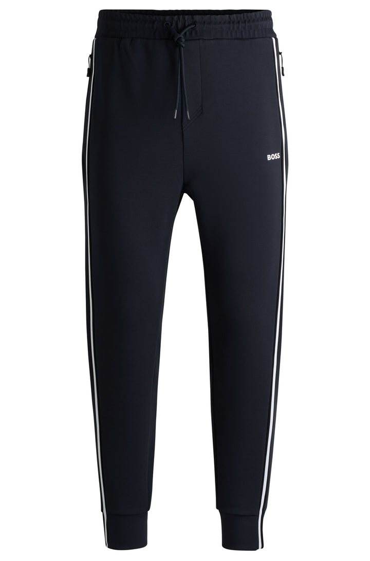 BOSS Jogging Pants Regular Fit in Cotton Mix - HADIKO 1 10263369 01-50523895- Concorde Fashion#color_navy-402