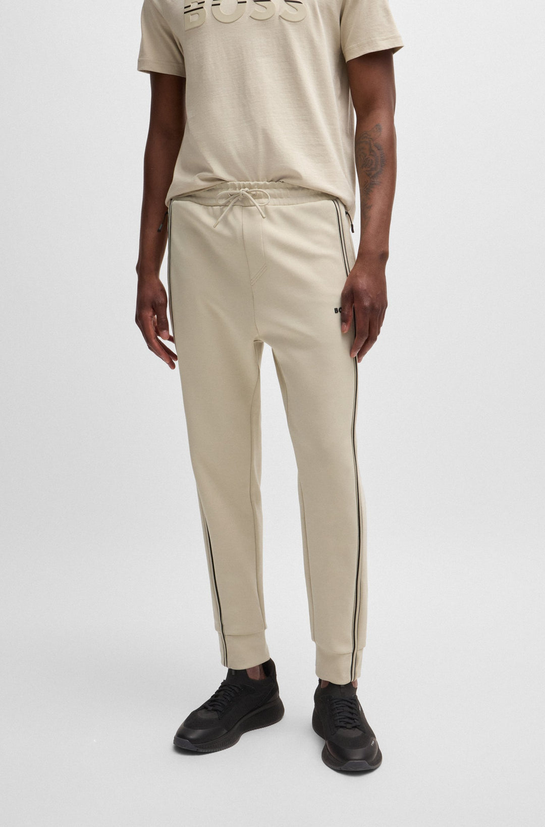 BOSS Jogging Pants Regular Fit in Cotton Mix - HADIKO 1 10263369 01-50523895- Concorde Fashion#color_beige-271
