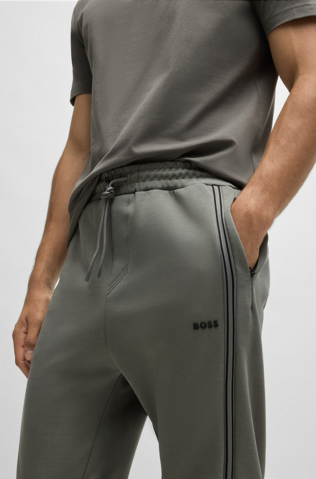 BOSS Jogging Pants Regular Fit in Cotton Mix - HADIKO 1 10263369 01-50523895- Concorde Fashion#color_grey-056