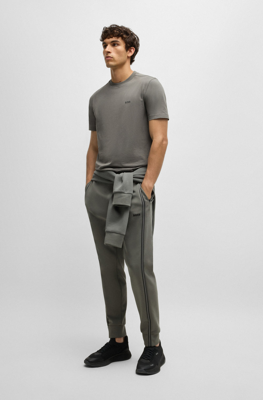 BOSS Jogging Pants Regular Fit in Cotton Mix - HADIKO 1 10263369 01-50523895- Concorde Fashion#color_grey-056