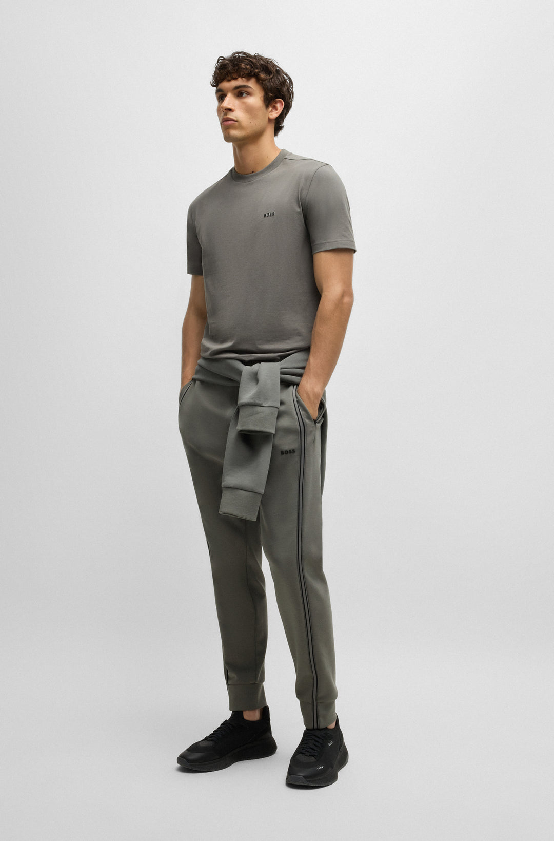 BOSS Jogging Pants Regular Fit in Cotton Mix - HADIKO 1 10263369 01-50523895- Concorde Fashion#color_grey-056
