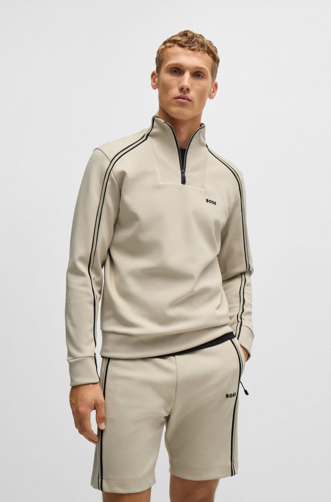 BOSS Sweatshirts Regular Fit in Cotton Mix - SWEAT 1 10263369 01-50523911- Concorde Fashion#color_beige-271