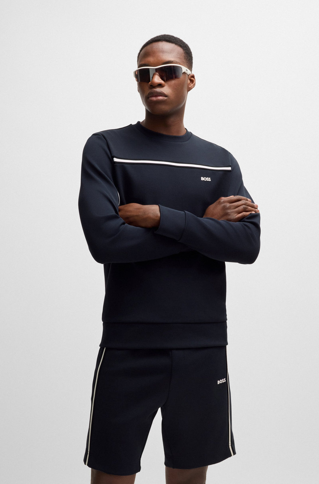 BOSS Sweatshirts Regular Fit in Cotton Mix - SALBO 1 10263369 01-50523913- Concorde Fashion#color_navy-402