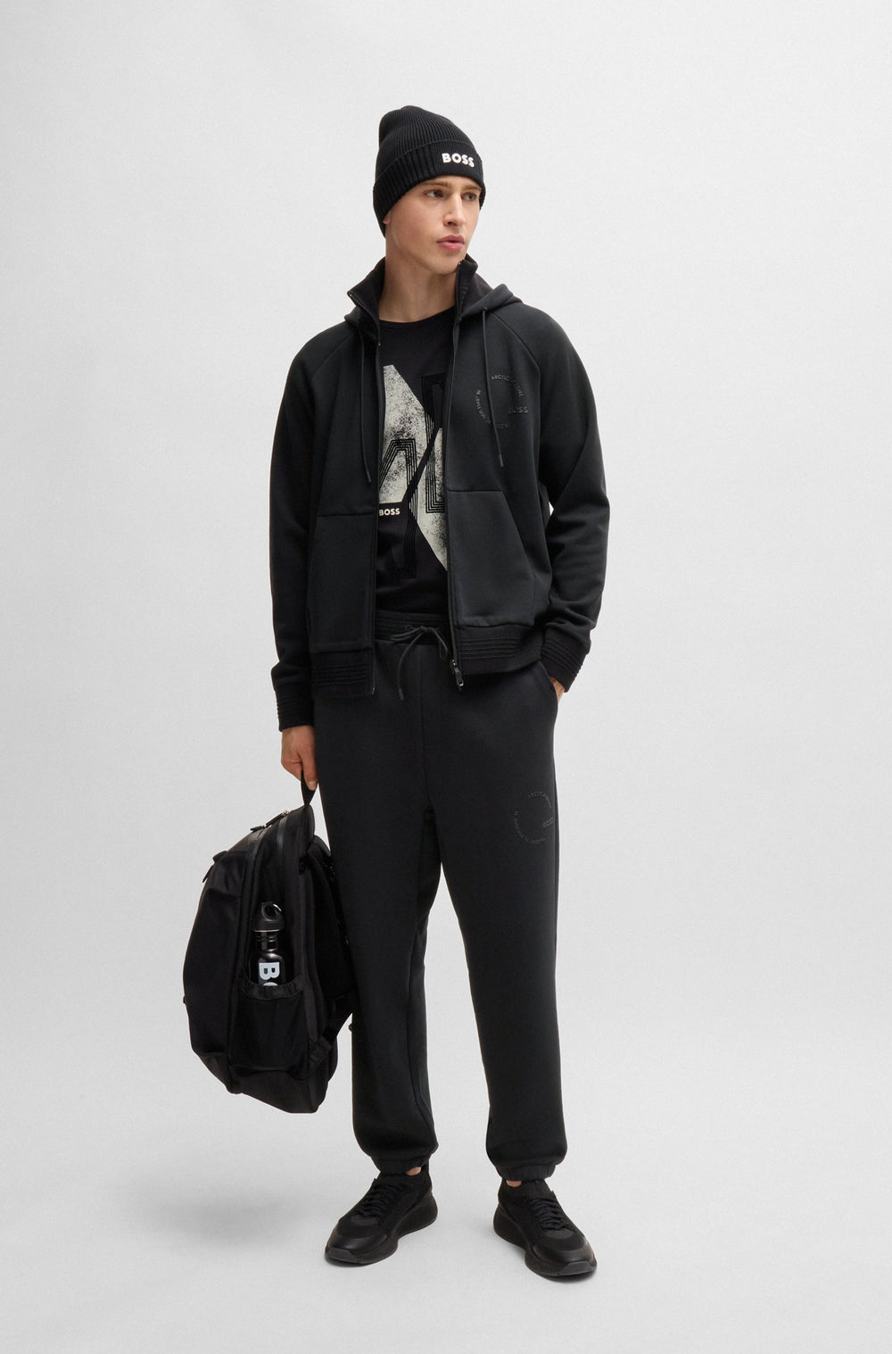 BOSS Jogging Pants Relaxed Fit in Polyester Mix - HUGGEL 10263372 01-50523899- Concorde Fashion#color_black-001