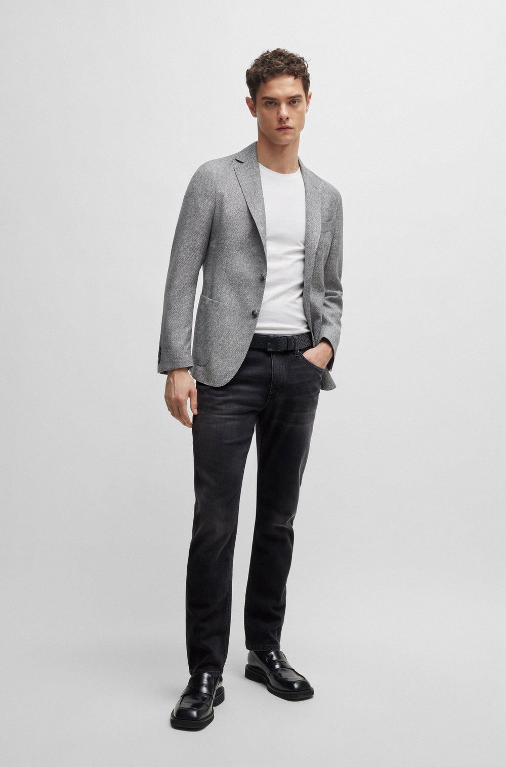 BOSS Jeans Slim Fit in Cotton Mix - H-DELAWARE 10263415 01-50524034- Concorde Fashion#color_charcoal-019