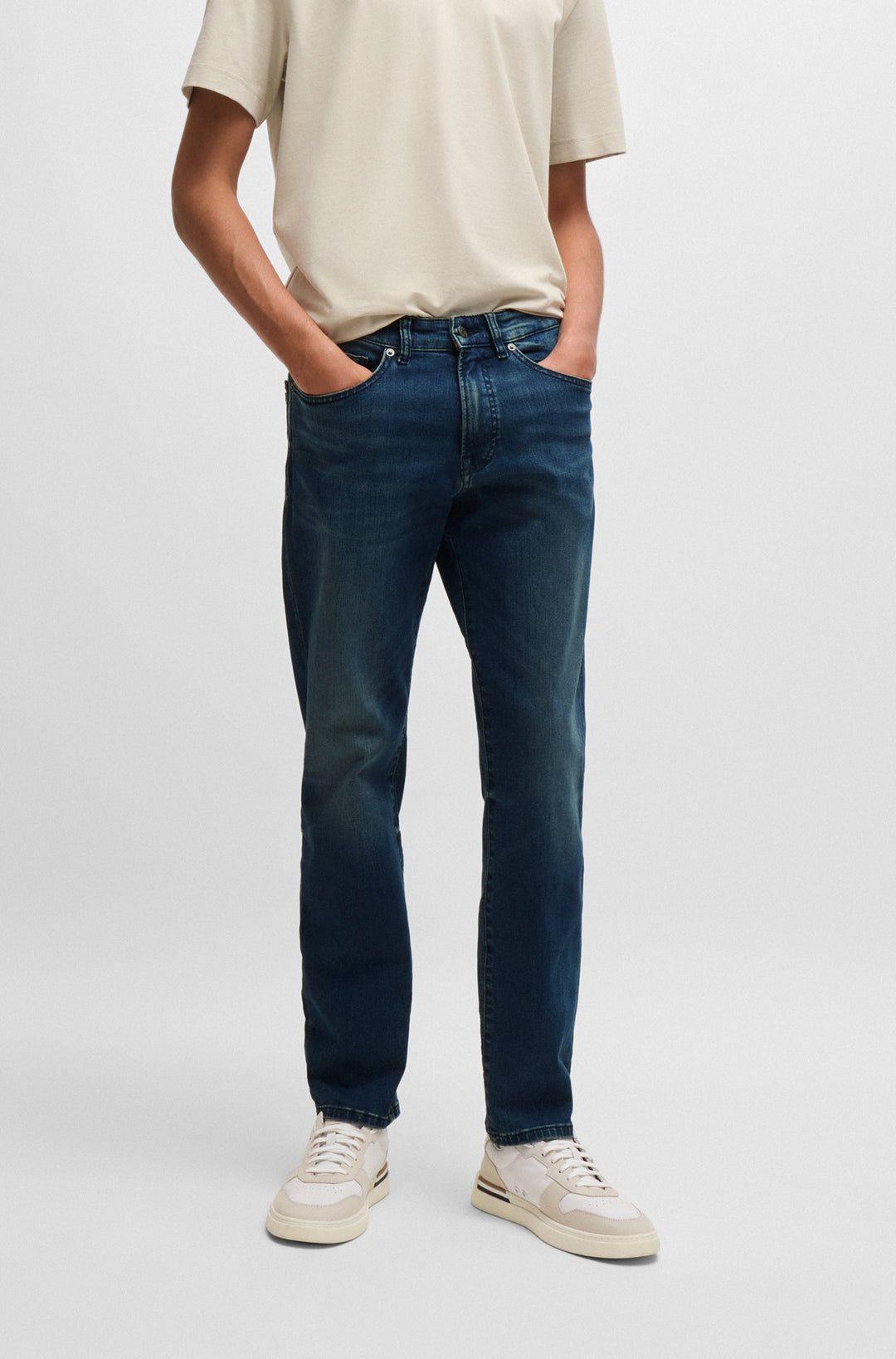BOSS Jeans Regular Fit in Cotton Mix - RE.MAINE BO 10263435 02-50526946- Concorde Fashion#color_navy-418