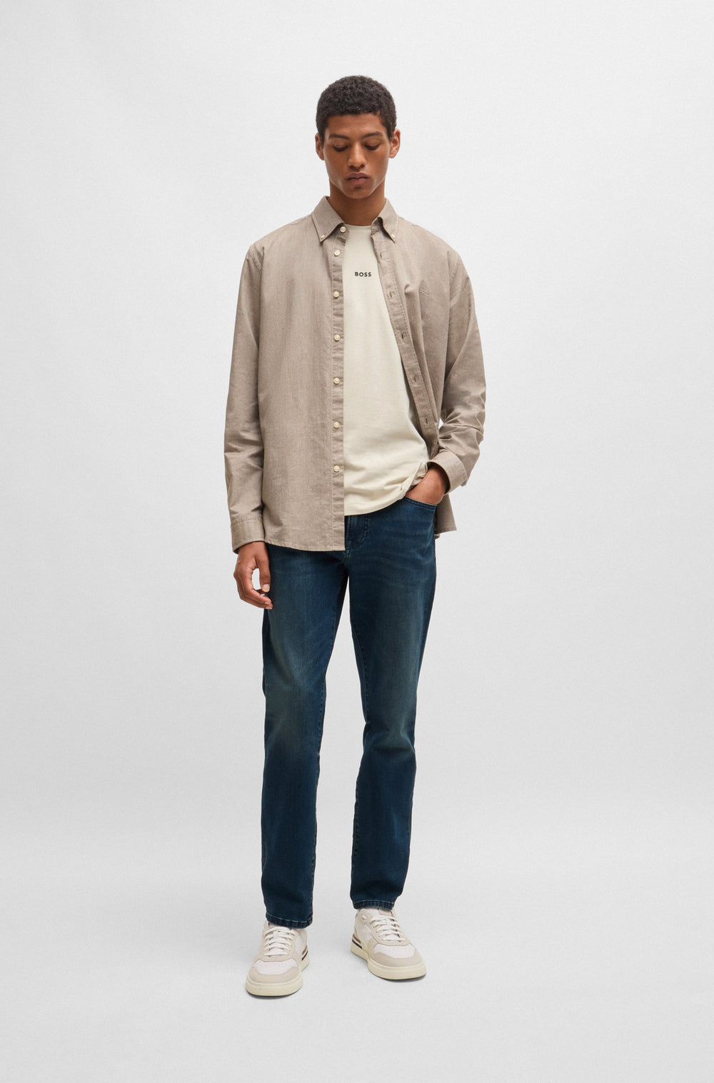 BOSS Jeans Regular Fit in Cotton Mix - RE.MAINE BO 10263435 02-50526946- Concorde Fashion#color_navy-418