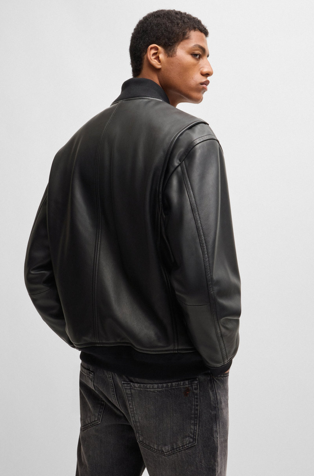 BOSS Casual Jackets Relaxed Fit in Leather - JUGE 10263675 01-50522223- Concorde Fashion#color_black-001
