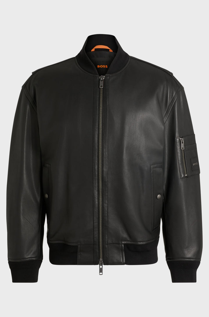 BOSS Casual Jackets Relaxed Fit in Leather - JUGE 10263675 01-50522223- Concorde Fashion#color_black-001