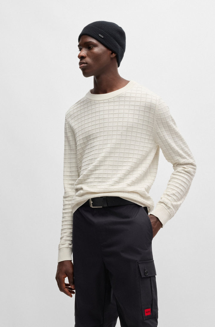 HUGO Sweaters Regular Fit in Cotton - SCOULT 10263692 01-50524546- Concorde Fashion#color_white-101