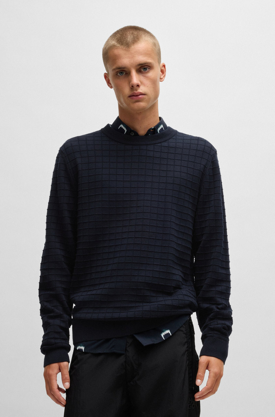 HUGO Sweaters Regular Fit in Cotton - SCOULT 10263692 01-50524546- Concorde Fashion#color_navy-410