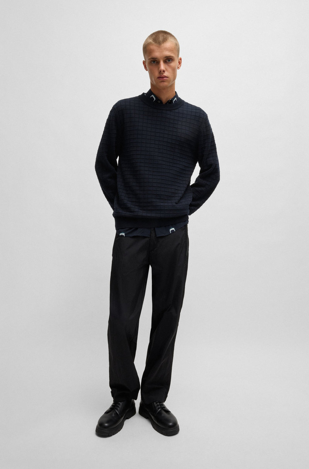 HUGO Sweaters Regular Fit in Cotton - SCOULT 10263692 01-50524546- Concorde Fashion#color_navy-410
