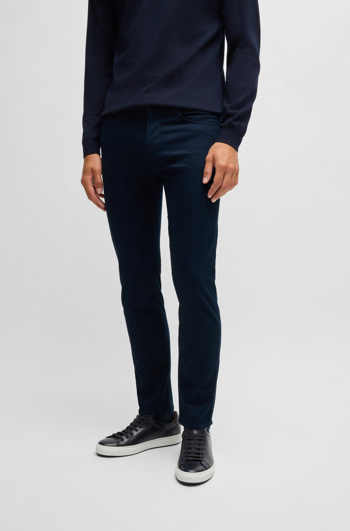 BOSS Trousers Slim Fit in Cotton Mix - P-DELAWARE5 10263901 01-50524431- Concorde Fashion#color_navy-404