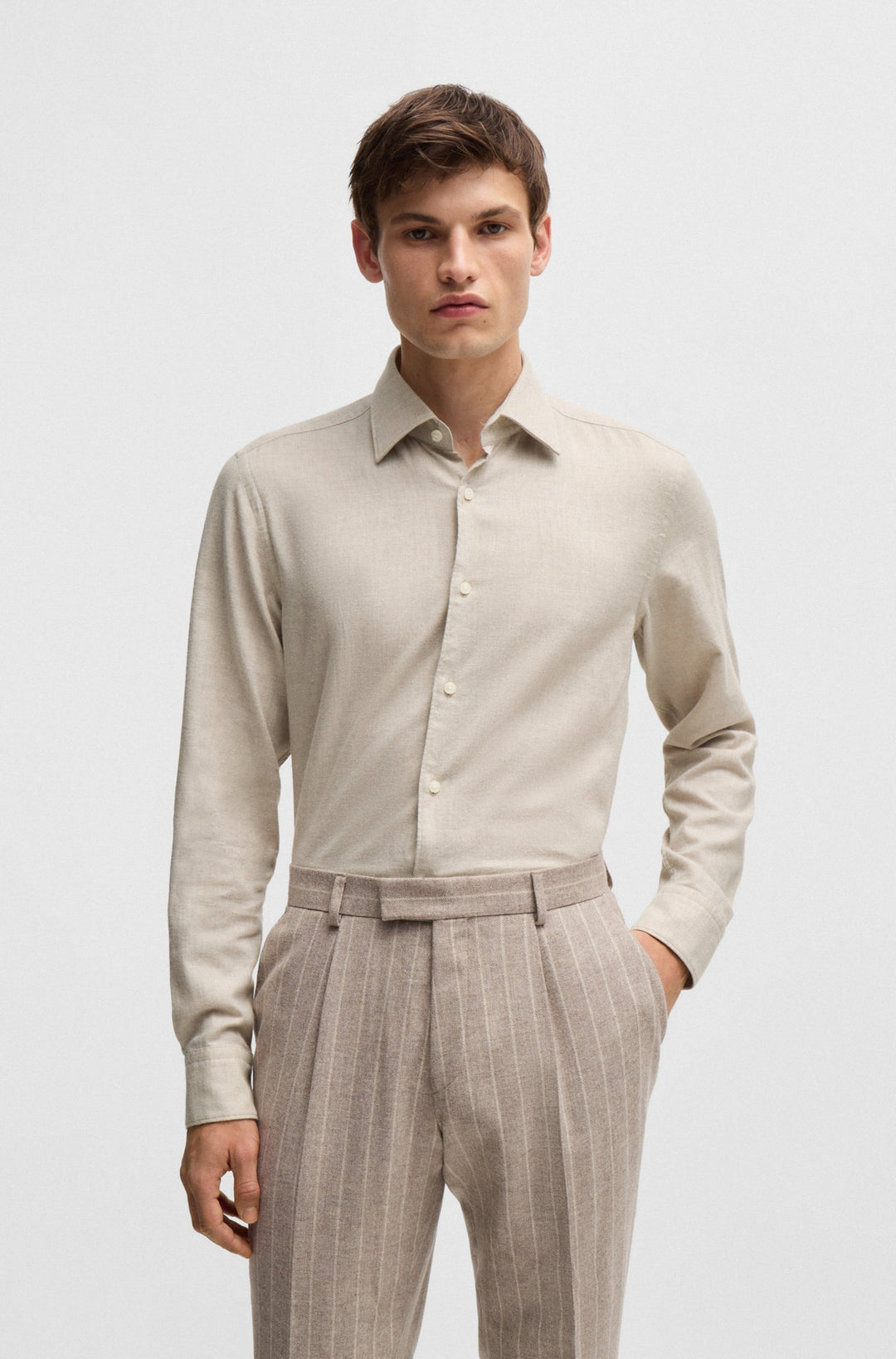 BOSS Formal Shirts Casual Fit in Cotton - C-HAL-KENT-C1-223 10264839 01-50527586- Concorde Fashion#color_beige-275