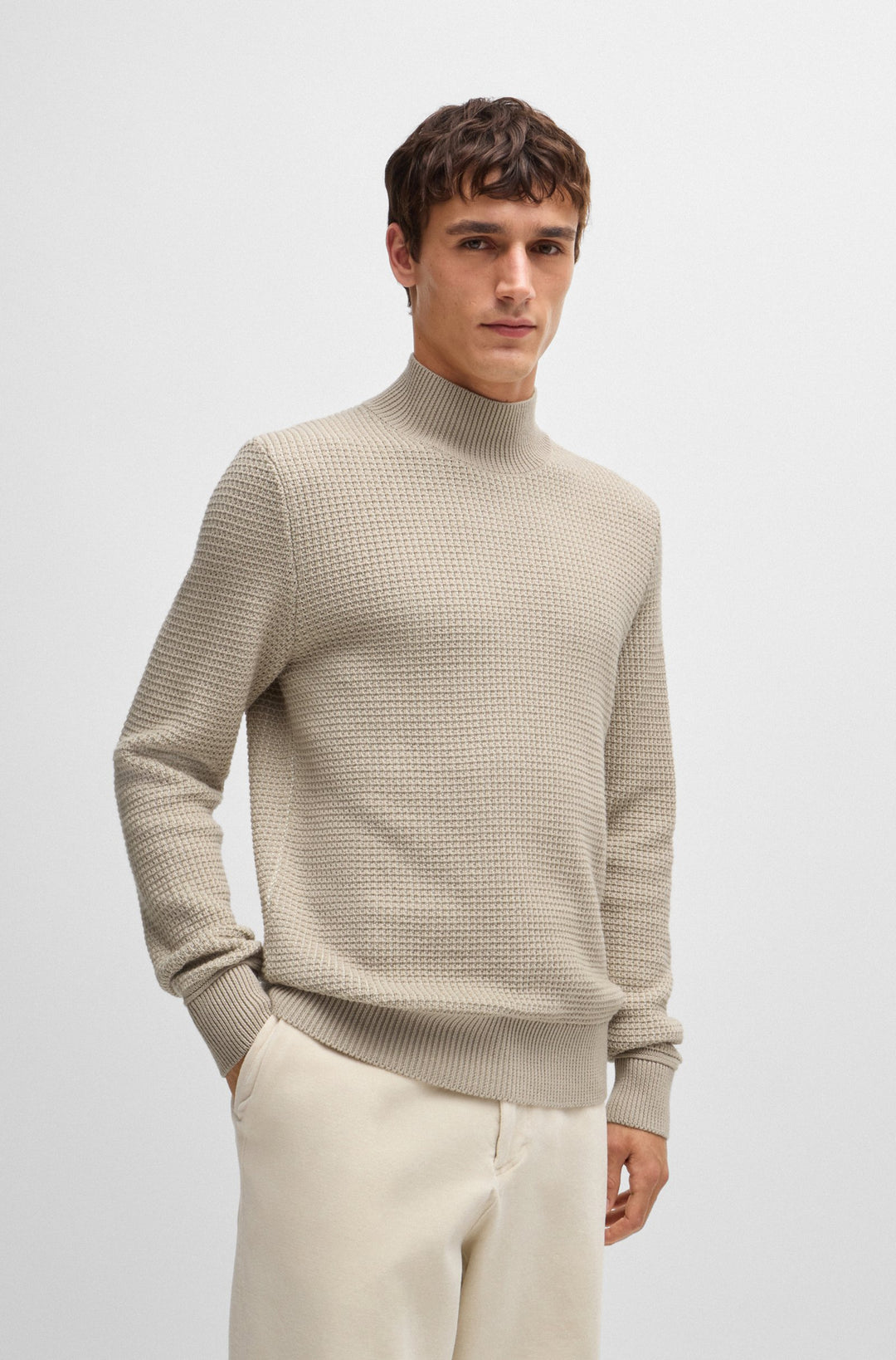 BOSS Sweaters Regular Fit in Cotton Mix - H-EMAURELIO 10265478 01-50526833- Concorde Fashion#color_beige-275