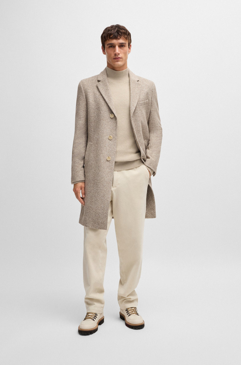 BOSS Sweaters Regular Fit in Cotton Mix - H-EMAURELIO 10265478 01-50526833- Concorde Fashion#color_beige-275