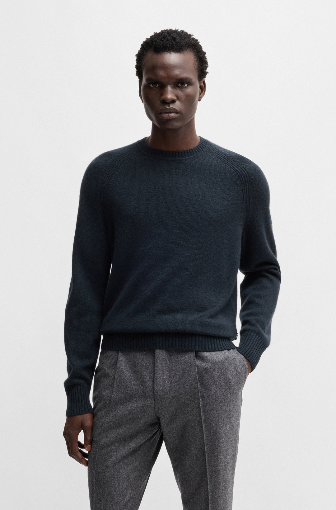 BOSS Sweaters Regular Fit in Wool - H-EMALVO 10265480 01-50526836- Concorde Fashion#color_navy-404
