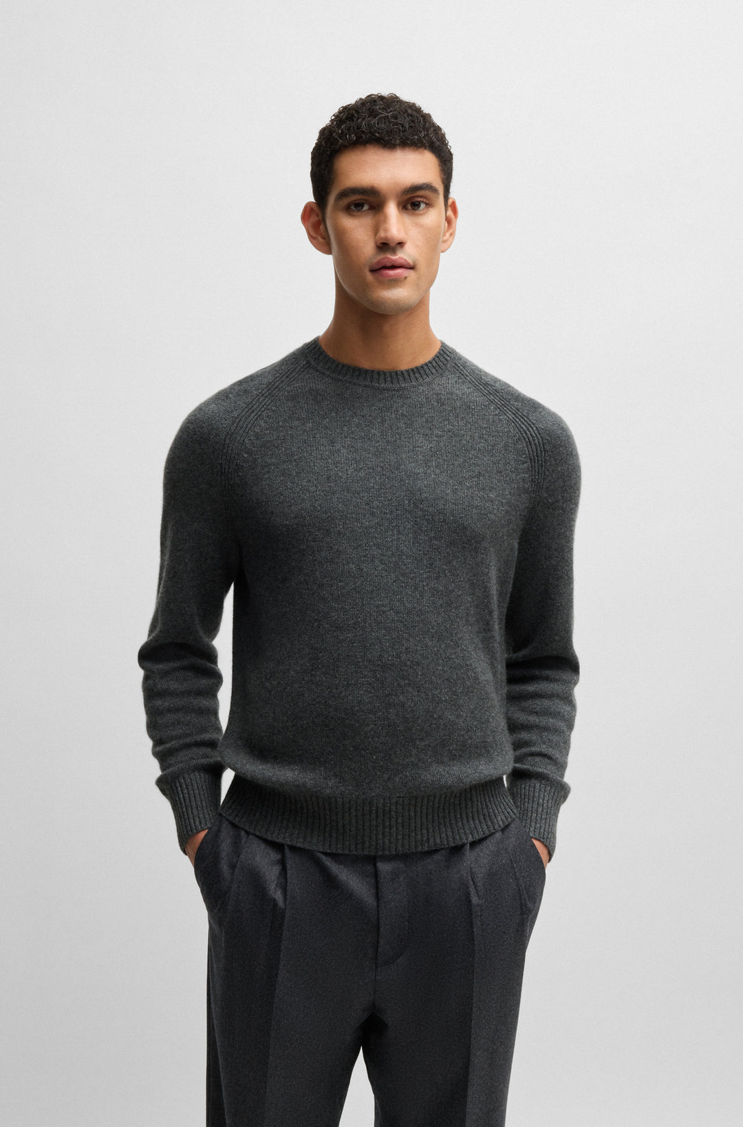 BOSS Sweaters Regular Fit in Wool - H-EMALVO 10265480 01-50526836- Concorde Fashion#color_grey-030