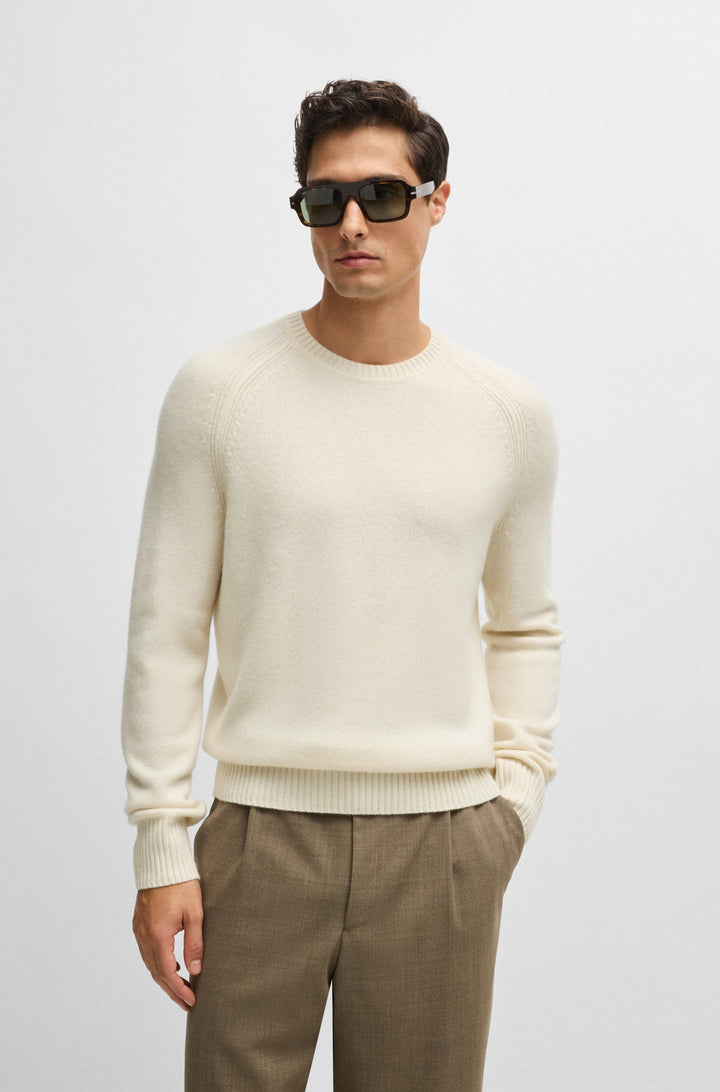 BOSS Sweaters Regular Fit in Wool - H-EMALVO 10265480 01-50526836- Concorde Fashion#color_white-131